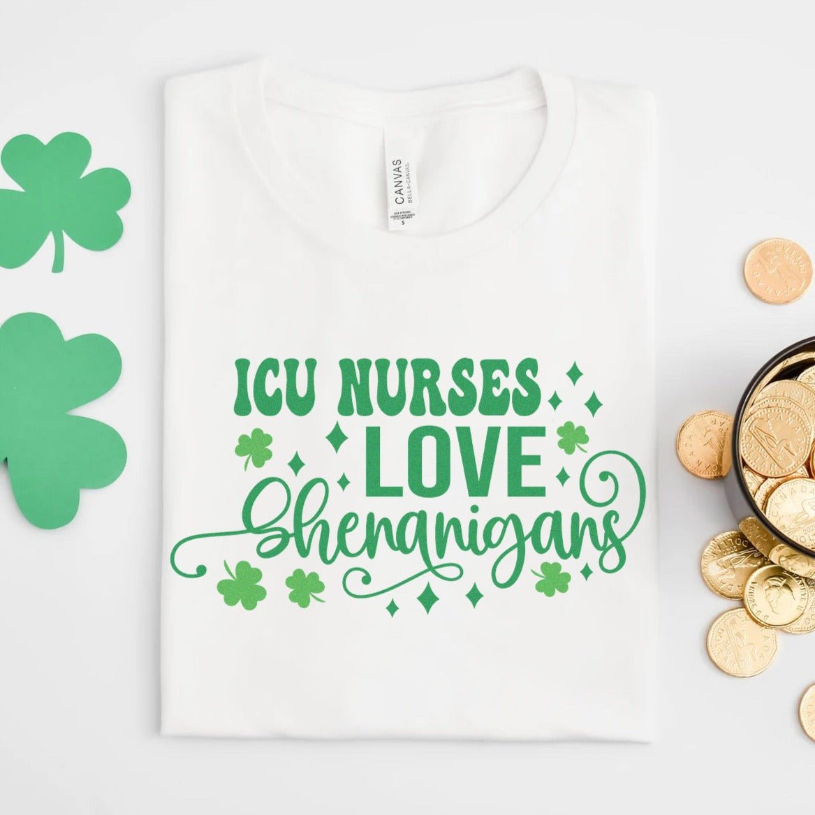 icunursesshenaniganswhite ICU Nurses Love Shenanigans T-Shirt - Image 1